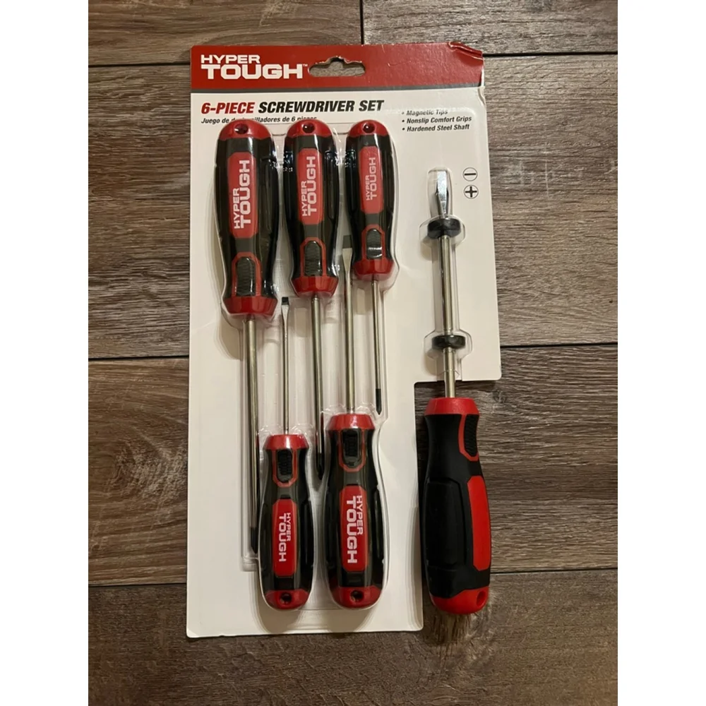 NEW Hyper Tough 6-Piece Screwdriver Set Red Black One Size
